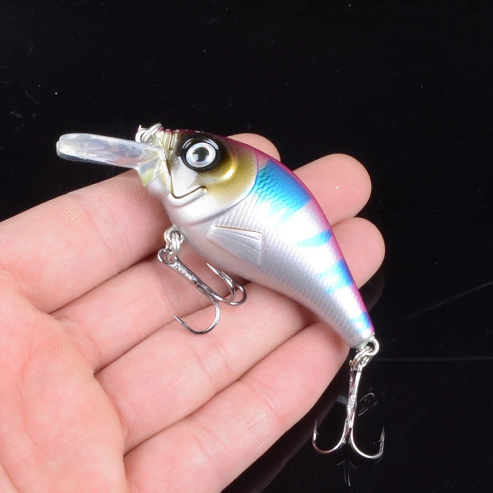 Hard VIB Minnow Lure – 7.5cm, 10.2g | Sinking Crankbait | Treble Hooks | 3D Eyes | Fishing Tackle - Cast And Catch