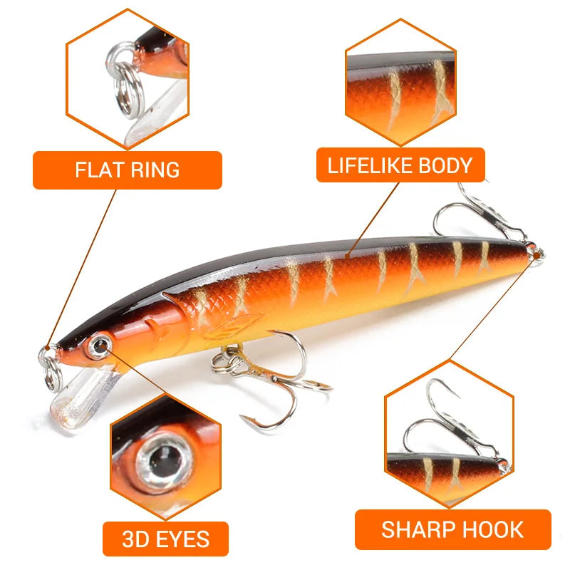 Japanese Minnow Fishing Lure – 95mm, 7g | Floating Hard Bait | Wobbler/Crankbait | Carp & Perch - Cast And Catch