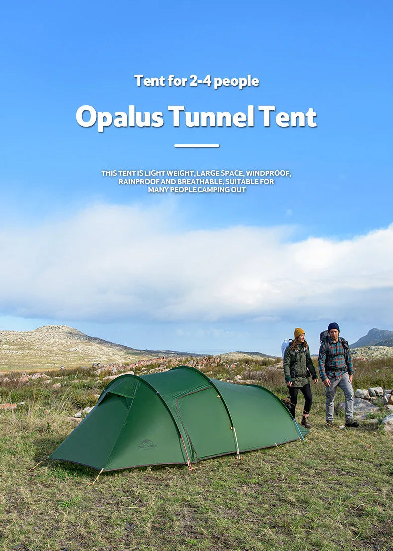 Naturehike Extended Camping Tunnel Tent – Waterproof Double-Layer | Lightweight | 2–4 Person Travel & Outdoor Use - Cast And Catch