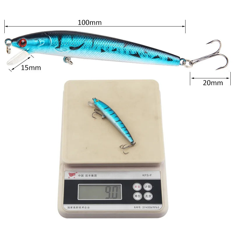 Japanese Minnow Fishing Lure – 95mm, 7g | Floating Hard Bait | Wobbler/Crankbait | Carp & Perch - Cast And Catch