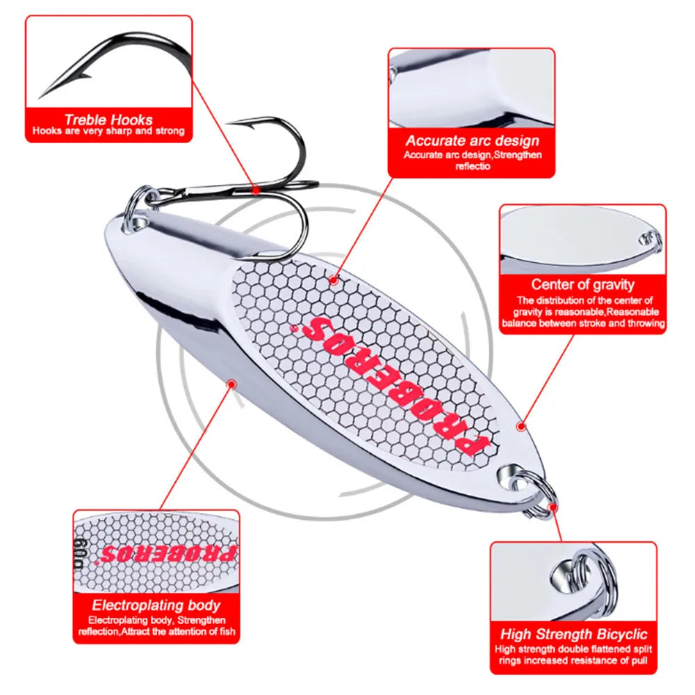 Metal Spoon Fishing Lure – 3–60g | Spinner/Jig Crankbait | Hard Bait with VIB Sequins & Hooks | Carp Fishing - Cast And Catch