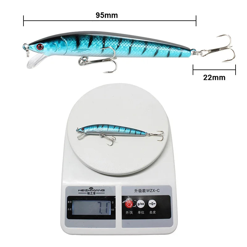 Japanese Minnow Fishing Lure – 95mm, 7g | Floating Hard Bait | Wobbler/Crankbait | Carp & Perch - Cast And Catch