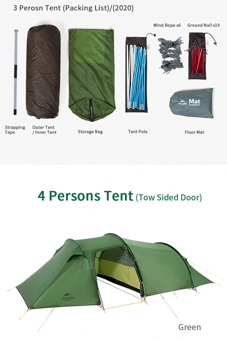 Naturehike Extended Camping Tunnel Tent – Waterproof Double-Layer | Lightweight | 2–4 Person Travel & Outdoor Use - Cast And Catch