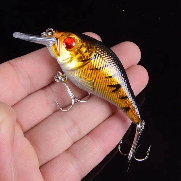 Hard VIB Minnow Lure – 7.5cm, 10.2g | Sinking Crankbait | Treble Hooks | 3D Eyes | Fishing Tackle - Cast And Catch