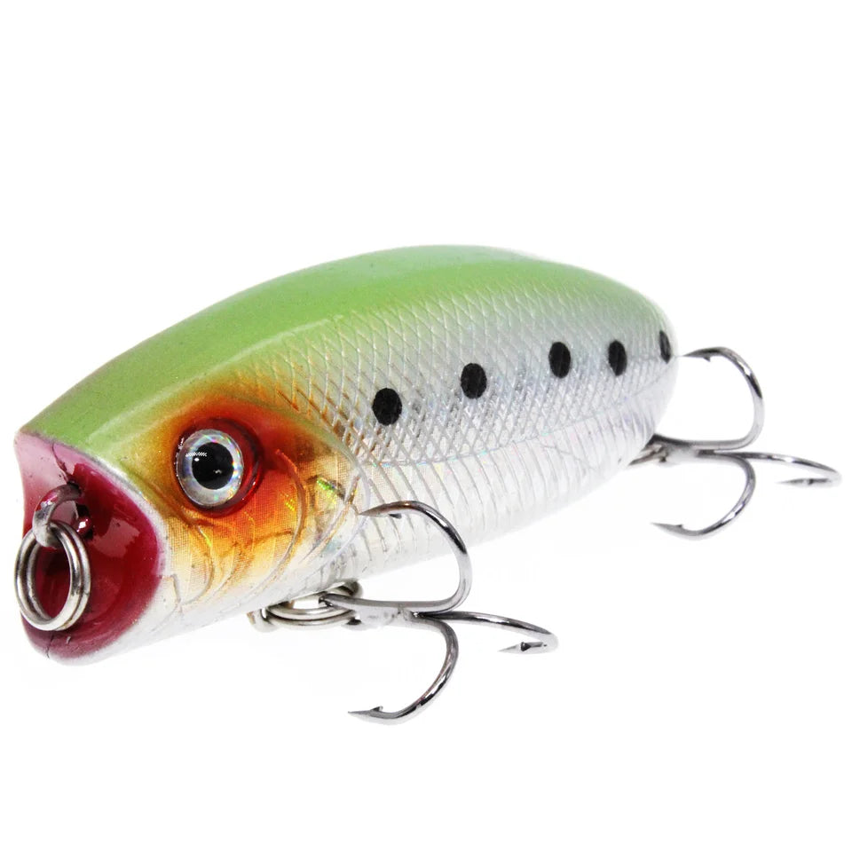Wobbler Fishing Lure – Popper | Feather Hooks | Trolling/Topwater | Bass | Artificial Bait - Cast And Catch