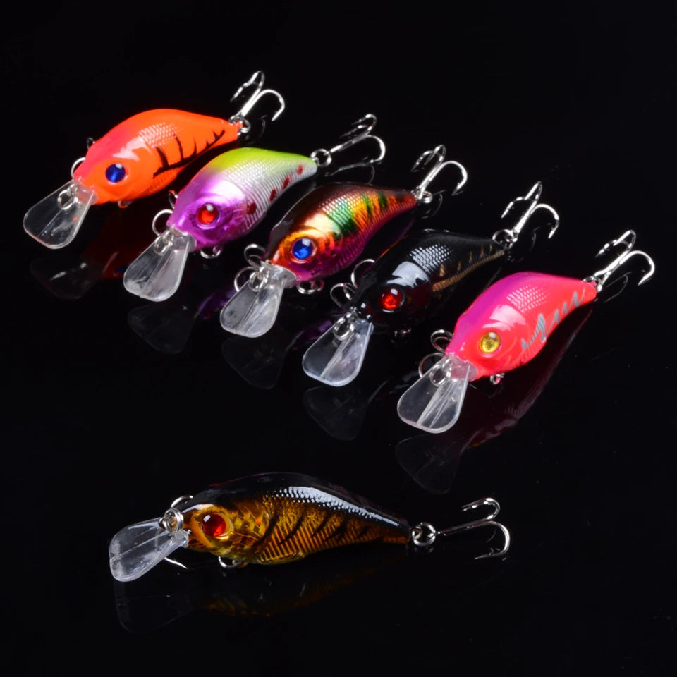 Hard VIB Minnow Lure – 7.5cm, 10.2g | Sinking Crankbait | Treble Hooks | 3D Eyes | Fishing Tackle - Cast And Catch
