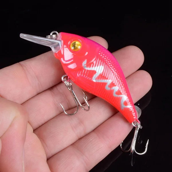 Hard VIB Minnow Lure – 7.5cm, 10.2g | Sinking Crankbait | Treble Hooks | 3D Eyes | Fishing Tackle - Cast And Catch