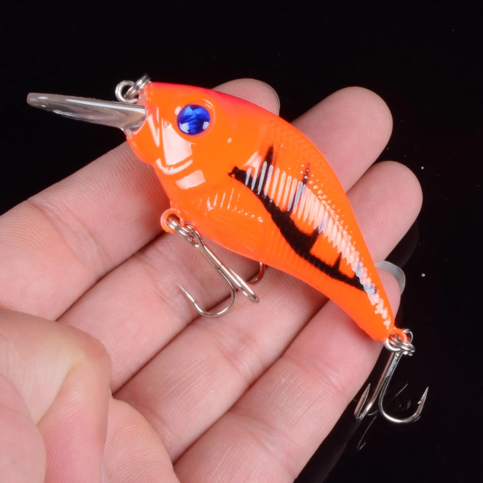 Hard VIB Minnow Lure – 7.5cm, 10.2g | Sinking Crankbait | Treble Hooks | 3D Eyes | Fishing Tackle - Cast And Catch