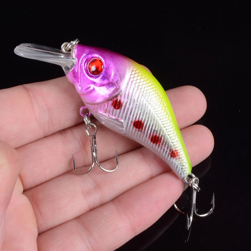 Hard VIB Minnow Lure – 7.5cm, 10.2g | Sinking Crankbait | Treble Hooks | 3D Eyes | Fishing Tackle - Cast And Catch