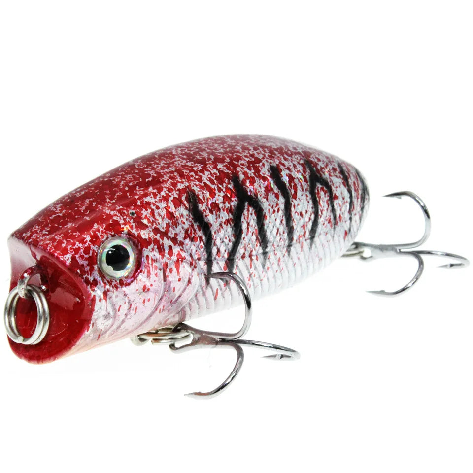 Wobbler Fishing Lure – Popper | Feather Hooks | Trolling/Topwater | Bass | Artificial Bait - Cast And Catch