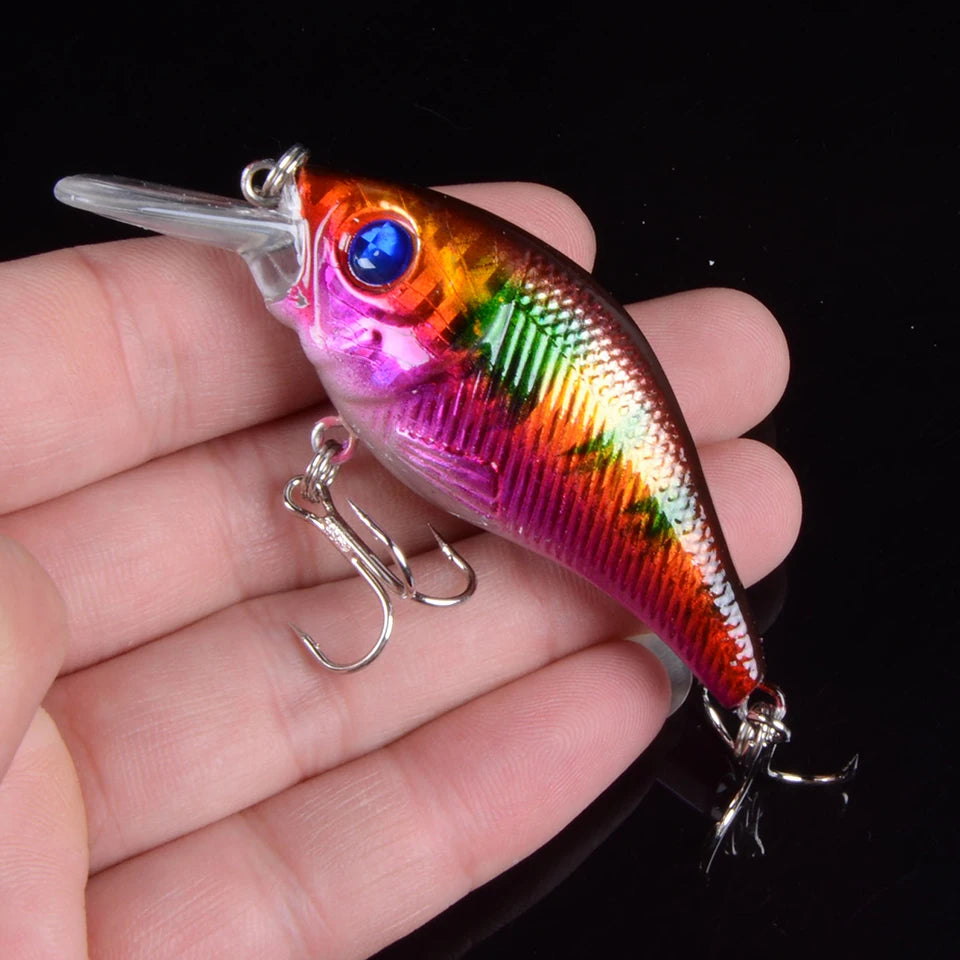 Hard VIB Minnow Lure – 7.5cm, 10.2g | Sinking Crankbait | Treble Hooks | 3D Eyes | Fishing Tackle - Cast And Catch