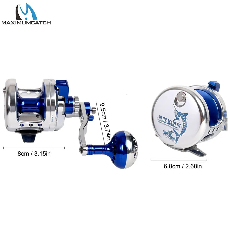 Maximumcatch Aluminum CNC Trolling/Jigging Reel – Left/Right Hand | Max Drag 10–19.5kg - Cast And Catch