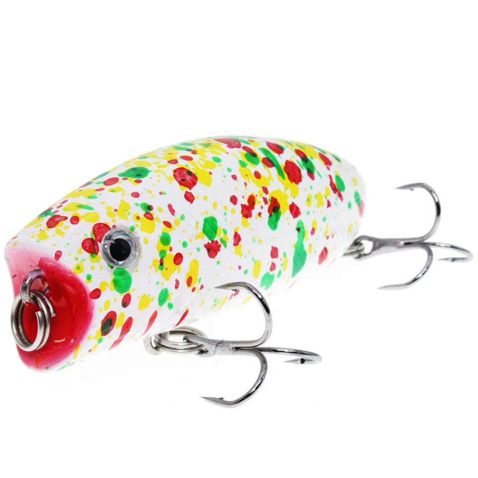 Wobbler Fishing Lure – Popper | Feather Hooks | Trolling/Topwater | Bass | Artificial Bait - Cast And Catch