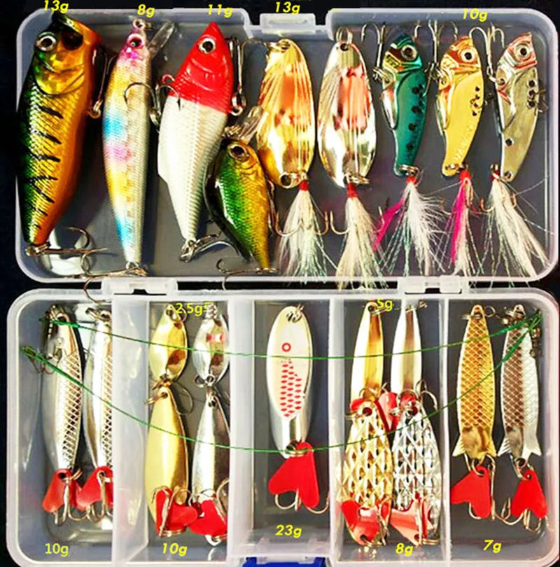 Fishing Lure Kit – Hard & Soft Baits | Wobblers, Metal Jigs, Spoons, Silicone Lures | Complete Fishing Tackle Set for All Waters - Cast And Catch