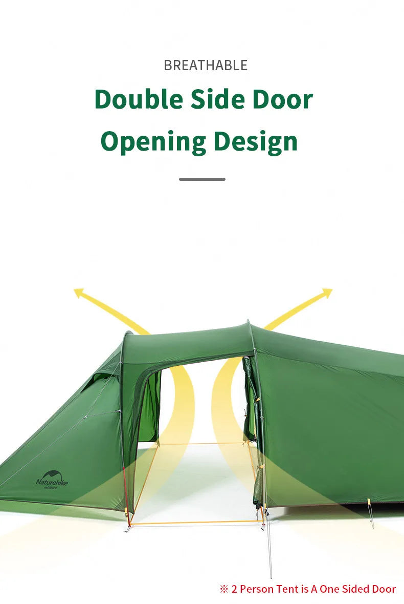 Naturehike Extended Camping Tunnel Tent – Waterproof Double-Layer | Lightweight | 2–4 Person Travel & Outdoor Use - Cast And Catch