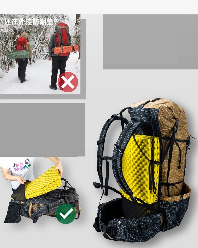 FLAME'S CREED Qi Dian Pro Backpack – 40+16L Ultralight | Frameless Travel, Camping & Hiking Outdoor Pack - Cast And Catch