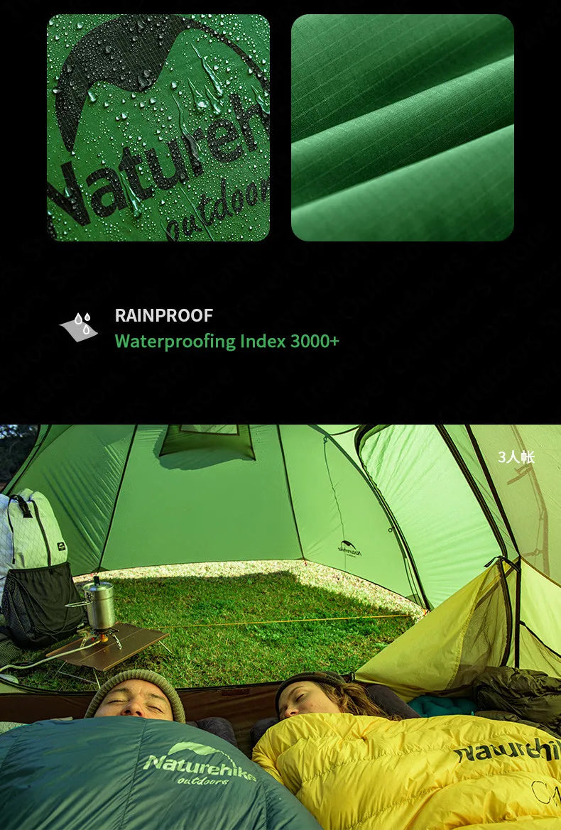 Naturehike Extended Camping Tunnel Tent – Waterproof Double-Layer | Lightweight | 2–4 Person Travel & Outdoor Use - Cast And Catch