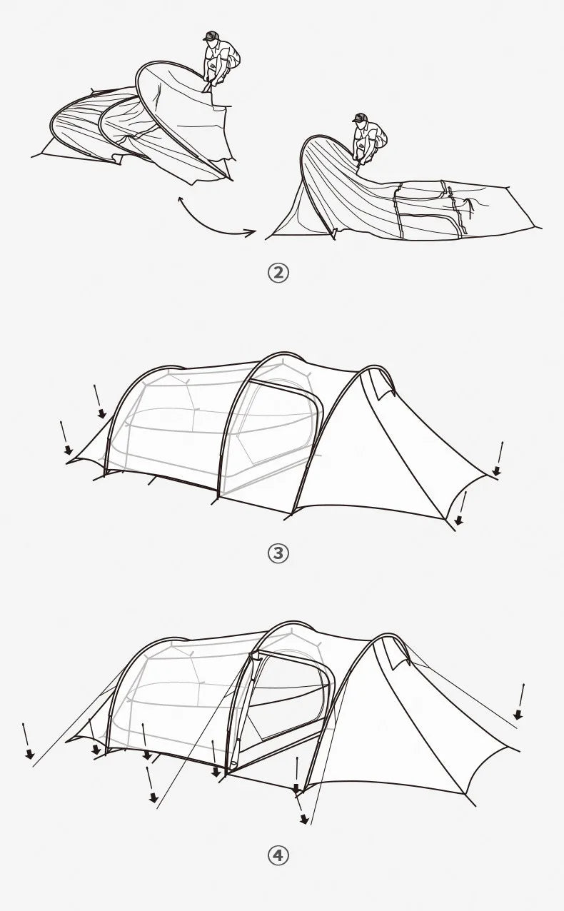 Naturehike Extended Camping Tunnel Tent – Waterproof Double-Layer | Lightweight | 2–4 Person Travel & Outdoor Use - Cast And Catch