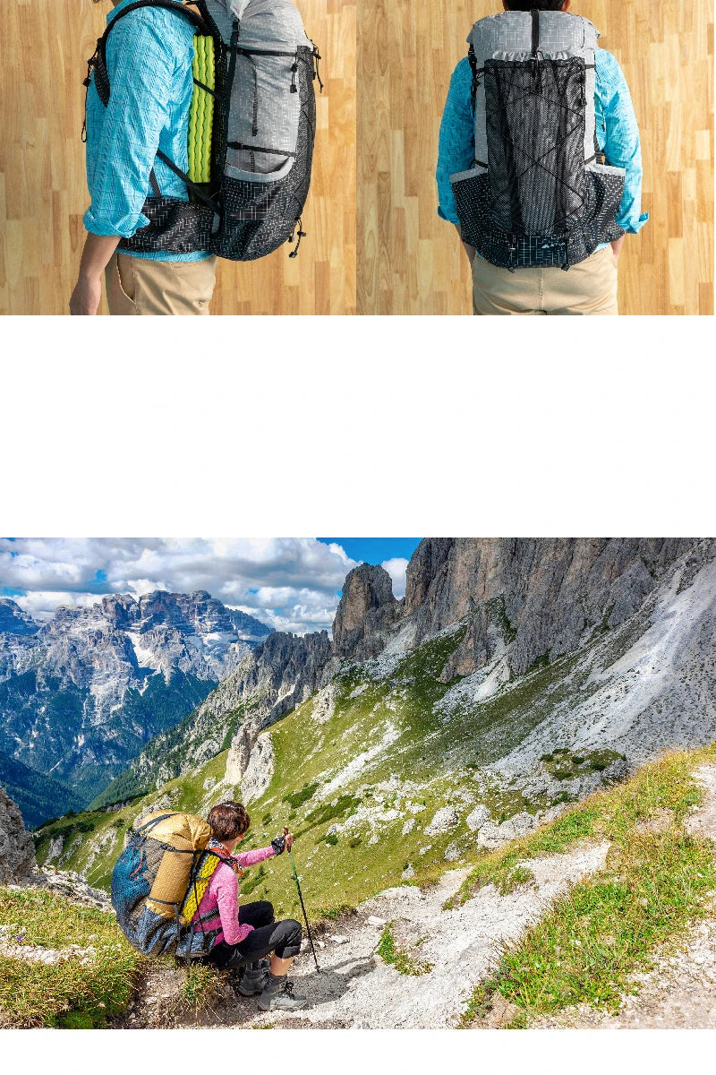 FLAME'S CREED Qi Dian Pro Backpack – 40+16L Ultralight | Frameless Travel, Camping & Hiking Outdoor Pack - Cast And Catch