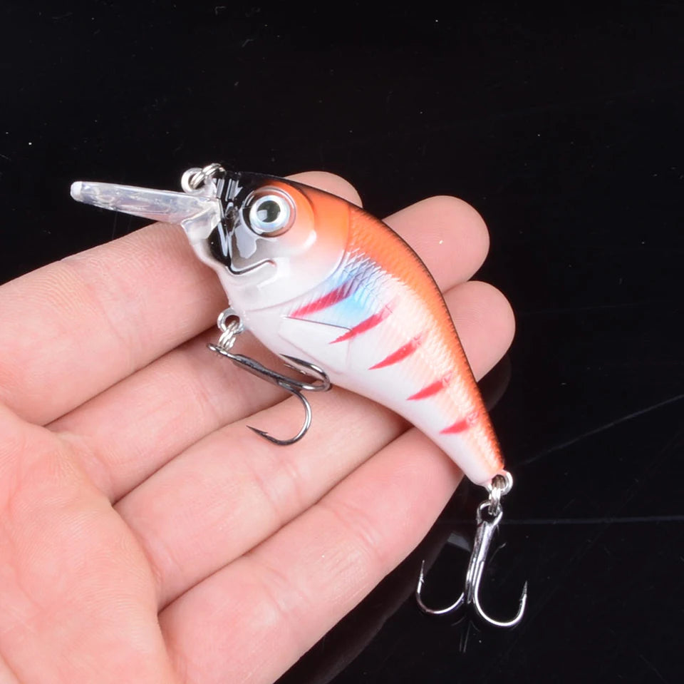 Hard VIB Minnow Lure – 7.5cm, 10.2g | Sinking Crankbait | Treble Hooks | 3D Eyes | Fishing Tackle - Cast And Catch