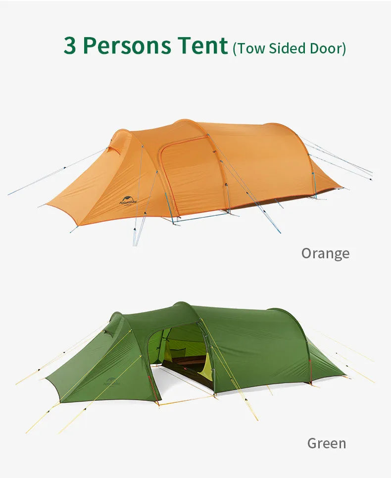 Naturehike Extended Camping Tunnel Tent – Waterproof Double-Layer | Lightweight | 2–4 Person Travel & Outdoor Use - Cast And Catch