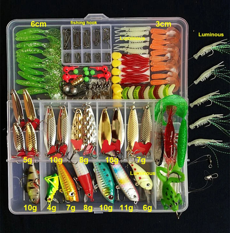 Fishing Lure Kit – Hard & Soft Baits | Wobblers, Metal Jigs, Spoons, Silicone Lures | Complete Fishing Tackle Set for All Waters - Cast And Catch