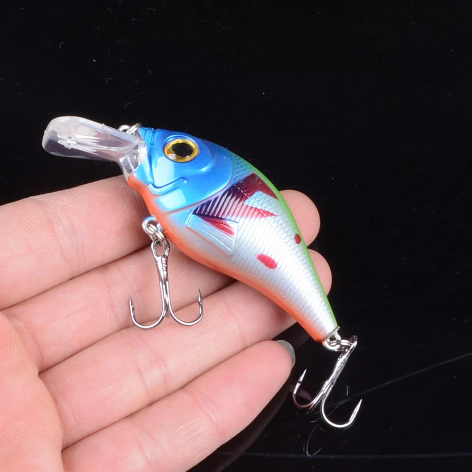 Hard VIB Minnow Lure – 7.5cm, 10.2g | Sinking Crankbait | Treble Hooks | 3D Eyes | Fishing Tackle - Cast And Catch