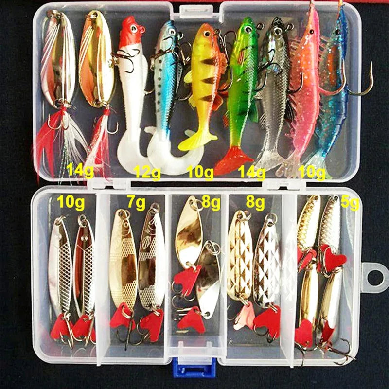 Fishing Lure Set – Hard & Soft Baits | Wobblers, Metal Jigs, Spoons, Silicone Lures | Fishing Tackle Accessories - Cast And Catch