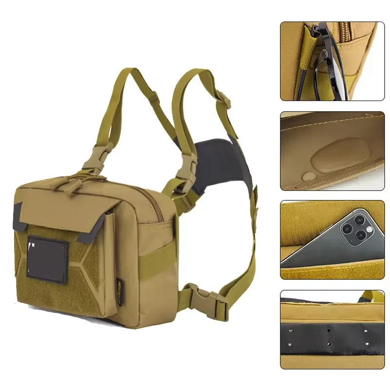 Men’s Camo Fishing Vest Bag – Utility Tackle Chest Pack | Waist Bag for Outdoor, Mountaineering, Camping, Hiking & Hunting - Cast And Catch