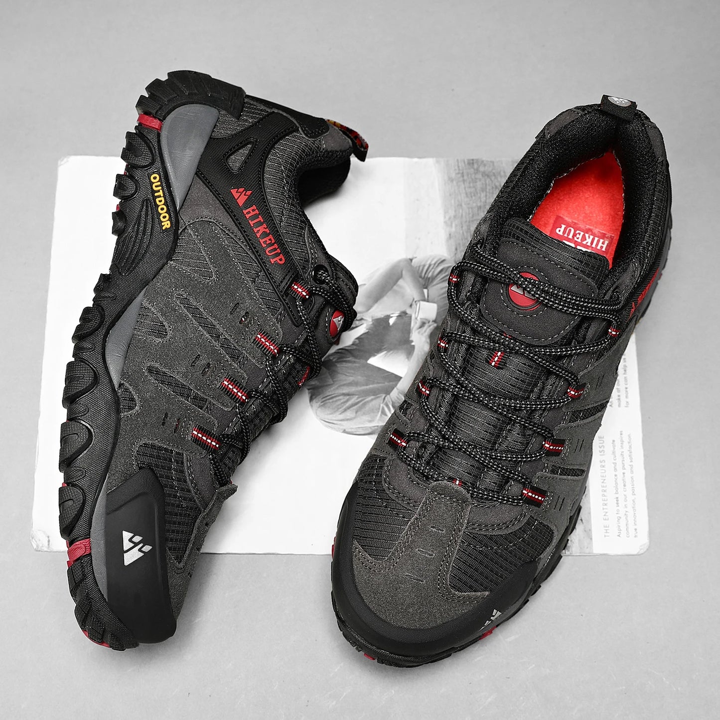 HIKEUP Men’s Hiking Shoes – Suede Leather | Wear-Resistant Outdoor Trekking, Walking & Hunting Tactical Sneakers - Cast And Catch