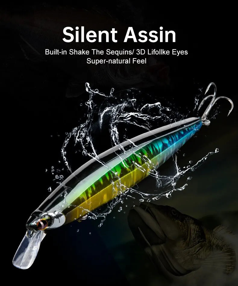 Floating Sea Bass Minnow Lure – 130mm, 20g | Flash Blade | Hard Lure | Good Action | Pike & Bass Tackle - Cast And Catch