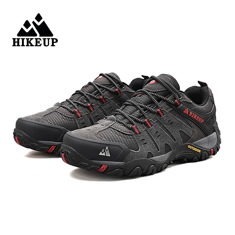 HIKEUP Men’s Hiking Shoes – Suede Leather | Wear-Resistant Outdoor Trekking, Walking & Hunting Tactical Sneakers - Cast And Catch