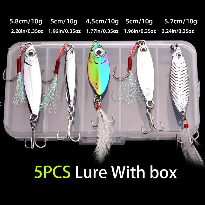 5pcs Wobbler Lure Set – 3/10/15g | Metal VIB | Sinking Hard Lures | Sea Fishing Artificial Bait - Cast And Catch