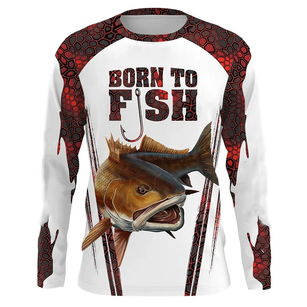 Men’s Long Sleeve Fishing T-Shirt – Autumn Streetwear | Crew Neck Pullover | Casual Outdoor Clothing - Cast And Catch