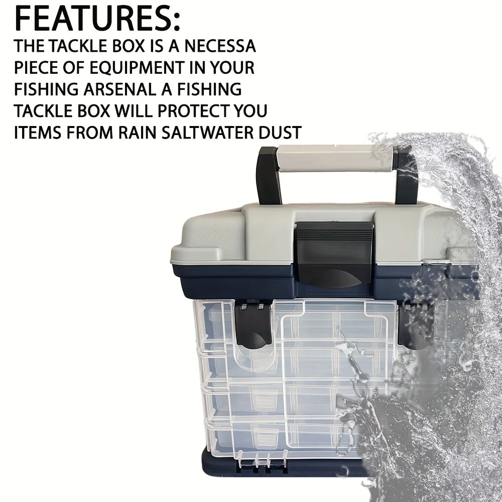 Portable Fishing Tackle Box – 4-Layer Bait & Accessory Storage | Grey Plastic Organizer - Cast And Catch