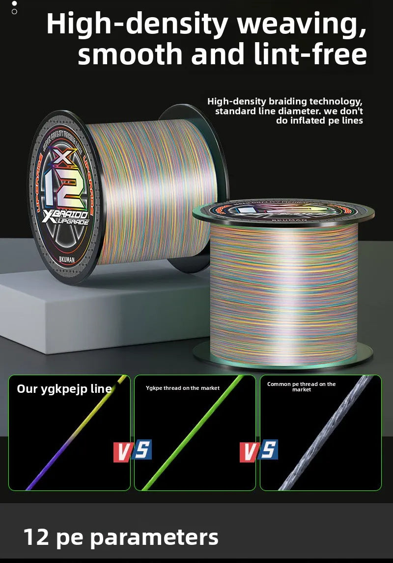 300/500m 12-Color PE Fishing Line – Main/Sub Line | Sea Rod Use | Super Strong Pull - Cast And Catch