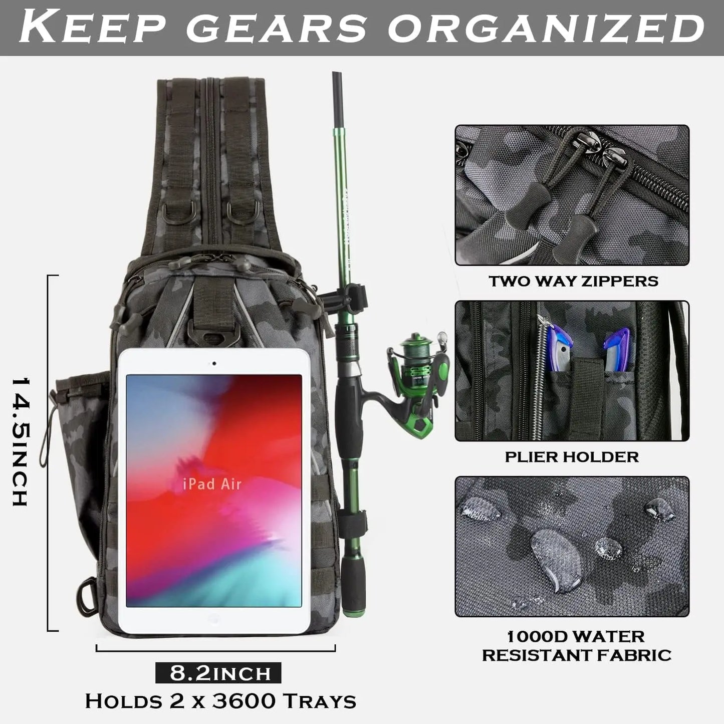 Fishing Tackle Sling Backpack – With Rod Holder | Includes Tackle Box | Fly Fishing Gear for Men & Women - Cast And Catch