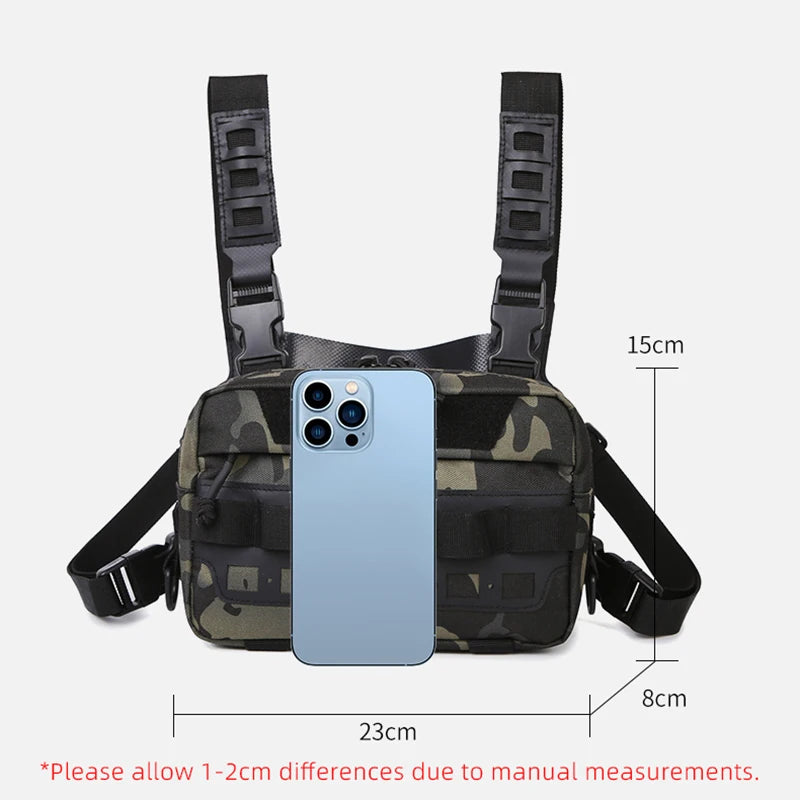 Men’s Camo Fishing Vest Bag – Utility Tackle Chest Pack | Waist Bag for Outdoor, Mountaineering, Camping, Hiking & Hunting - Cast And Catch