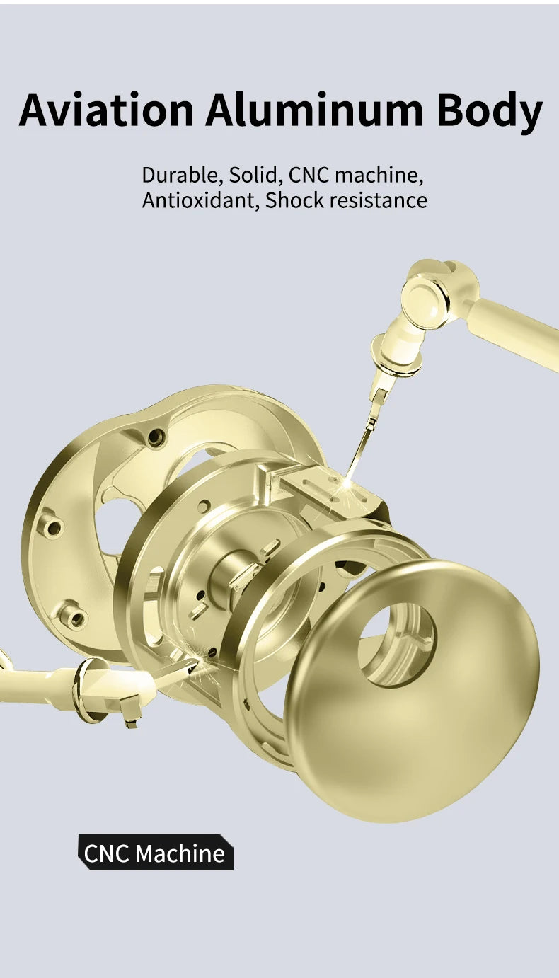 RUKE DK200 Metal Casting Reel – 15kg Drag | 10+1BB | 249g | Aluminum Alloy Handle with Rubber Knobs - Cast And Catch