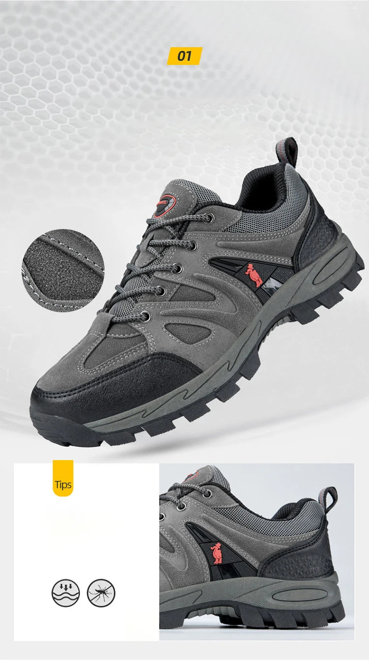 Men’s Hiking Shoes – Lightweight, Non-Slip & Waterproof | Comfy Mountain Climbing Sneakers | Wear-Resistant & Sporty - Cast And Catch