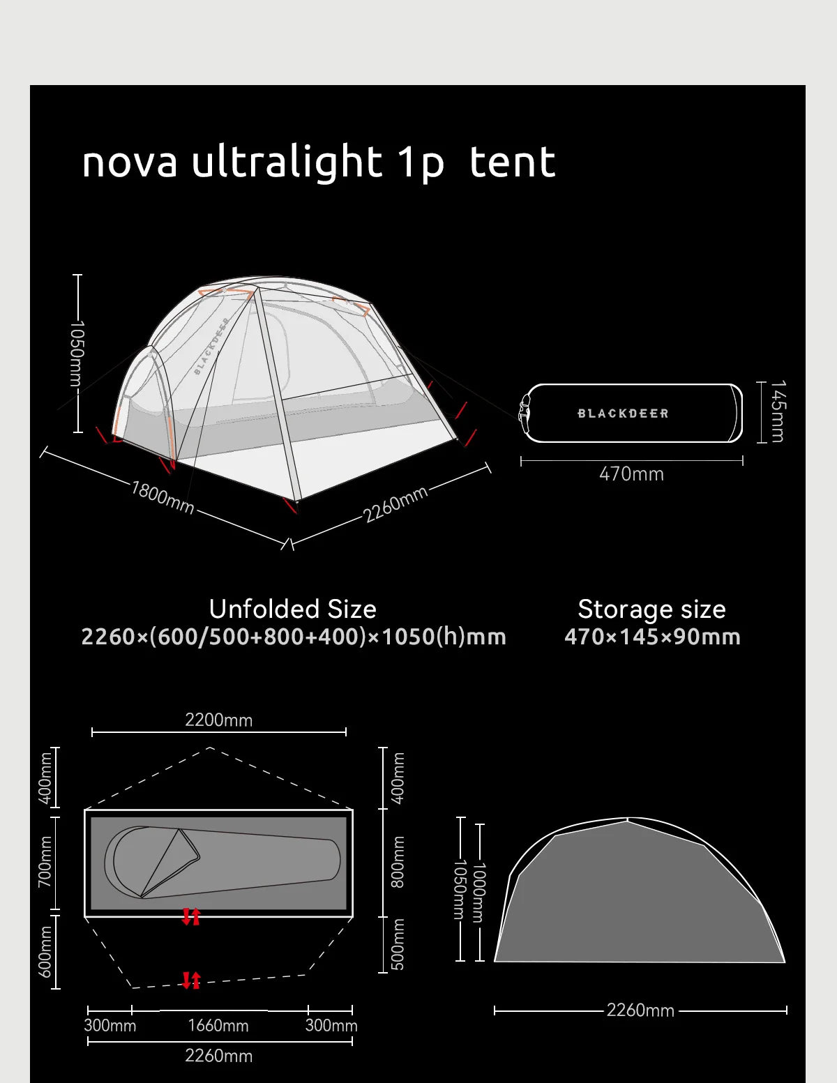 BLACKDEER Nova Camping Tent – 1 Person Ultralight | Nylon Silicone-Coated Waterproof | DAC Pole | Hiking & Backpacking | 1.08kg - Cast And Catch