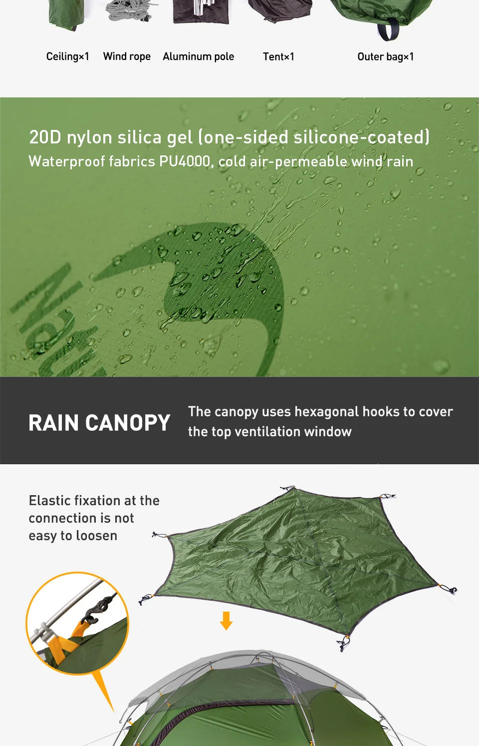 Naturehike Cloud Peak 2 Tent – Ultralight, Waterproof | 4-Season Backpacking & Camping Tent for 2-3 People | T-Zipper - Cast And Catch