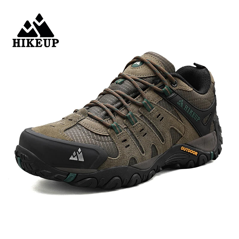 HIKEUP Men’s Hiking Shoes – Suede Leather | Wear-Resistant Outdoor Trekking, Walking & Hunting Tactical Sneakers - Cast And Catch