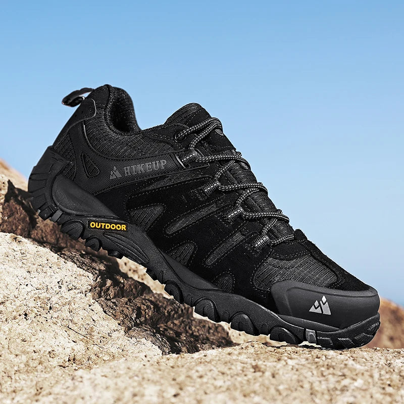 HIKEUP Men’s Hiking Shoes – Suede Leather | Wear-Resistant Outdoor Trekking, Walking & Hunting Tactical Sneakers - Cast And Catch
