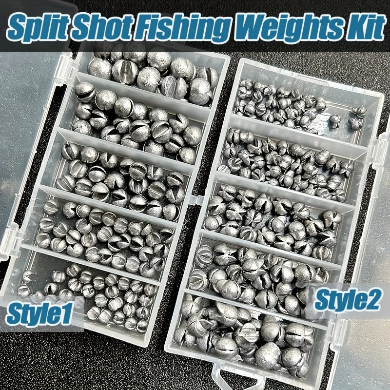 60/120pcs Fishing Weights Kit – Premium Split Shot Sinkers | 5 Sizes, Round Removable Design | Freshwater Use - Cast And Catch