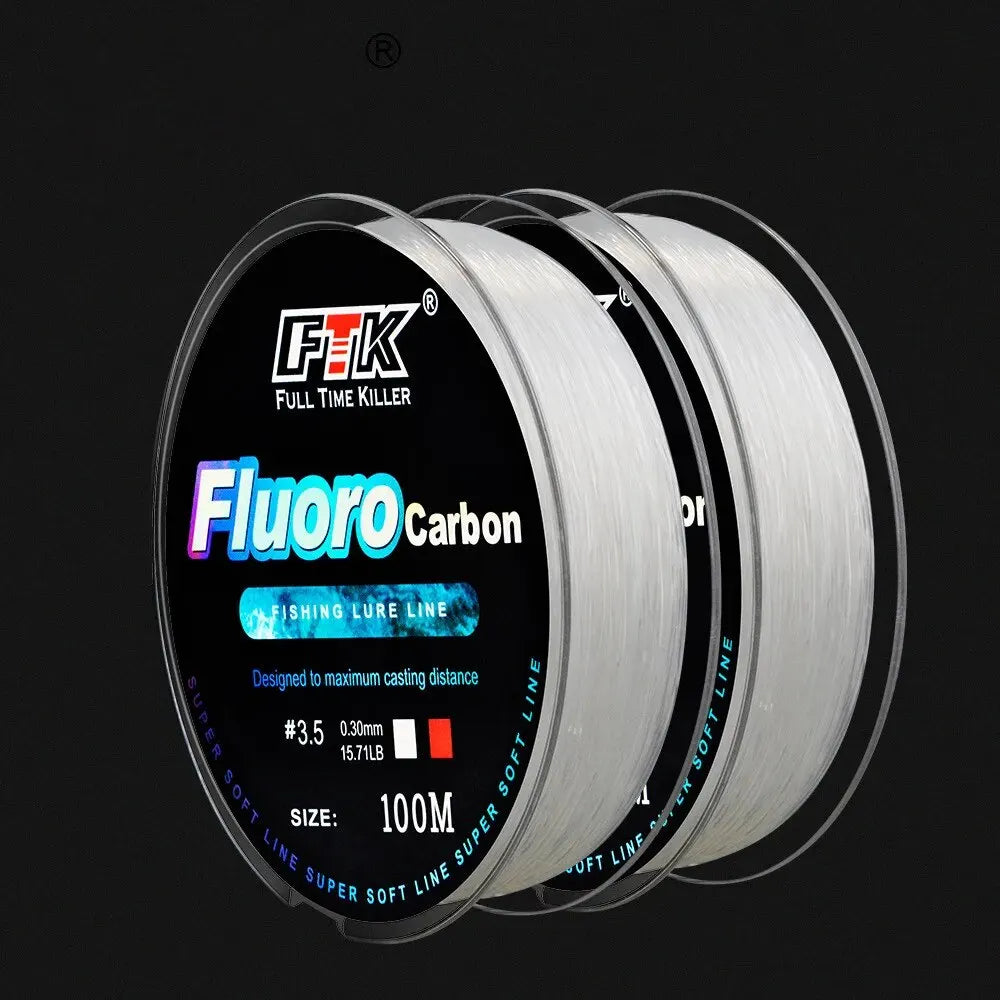 100m Fluorocarbon Fishing Line – Carbon Fiber | Bait & Fly Fishing | Sea & Wild Fishing | Outdoor Accessories & Tools - Cast And Catch
