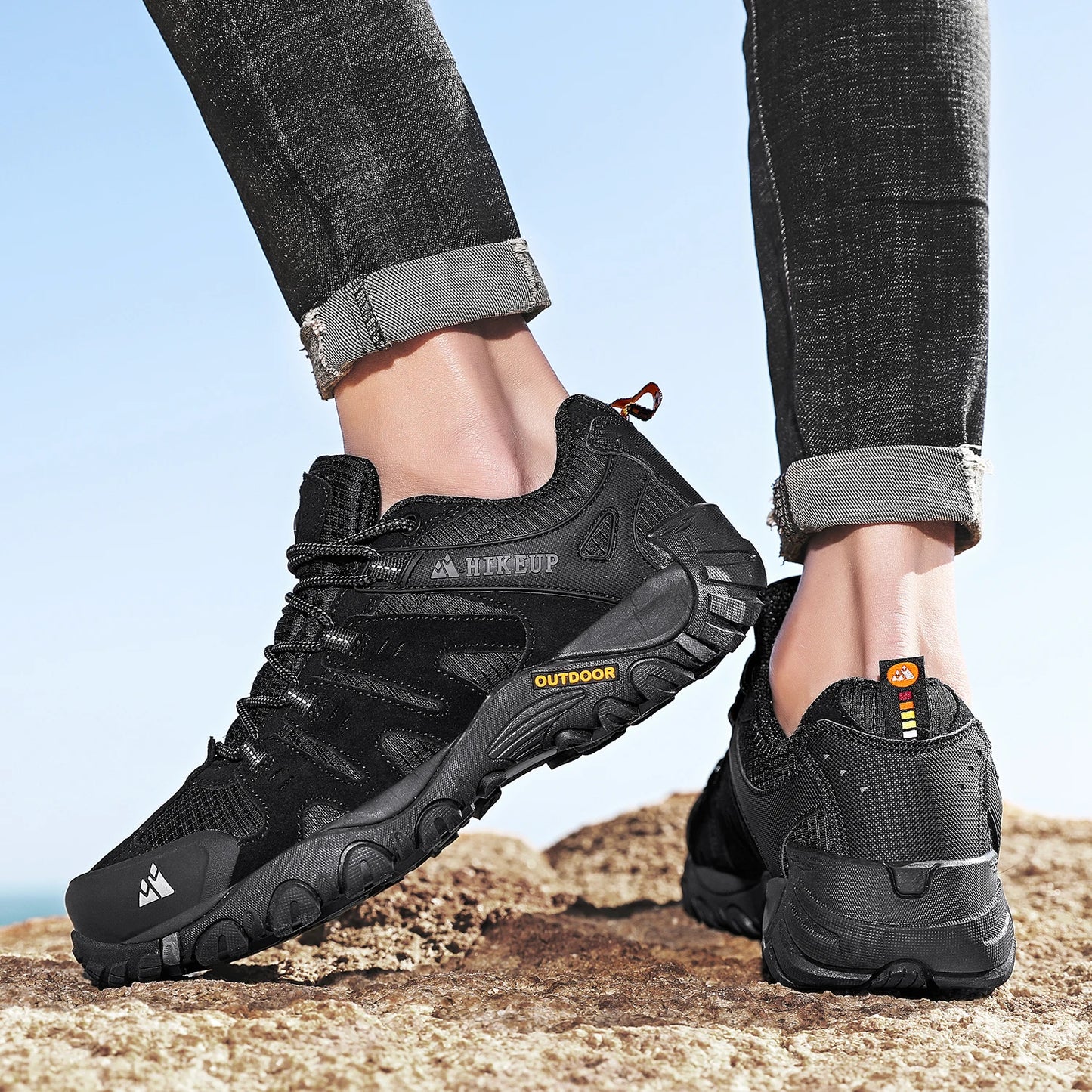 HIKEUP Men’s Hiking Shoes – Suede Leather | Wear-Resistant Outdoor Trekking, Walking & Hunting Tactical Sneakers - Cast And Catch