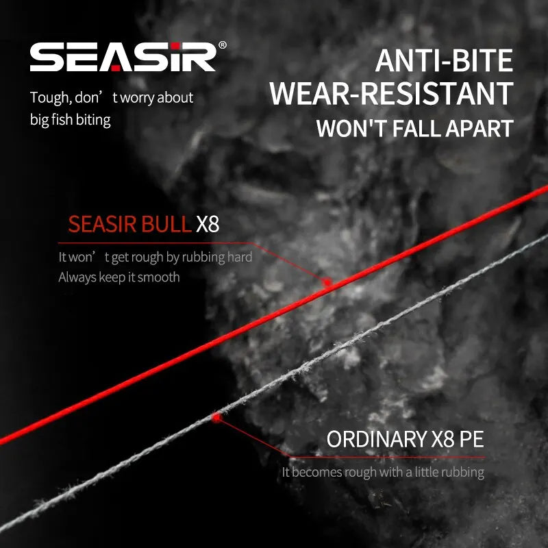 Seasir RedBull 8-Strand Braided PE Fishing Line – 150m, 0.8–5.0mm, 12–50lb | Japan Quality Multifilament Main Line - Cast And Catch