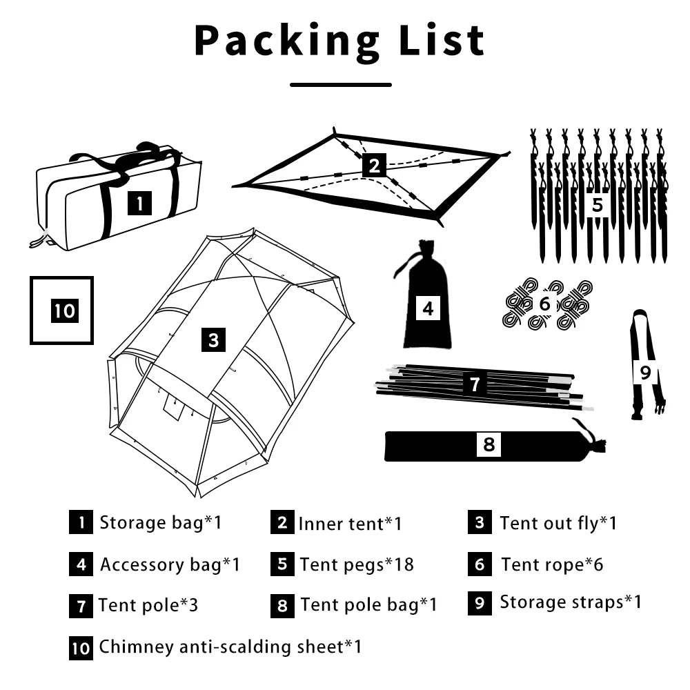 Fireproof Hot Tent – 2 Person Waterproof Dome | Stove Jack & Snow Skirt | Camping, Hiking, Hunting | 4-Season Winter Use - Cast And Catch