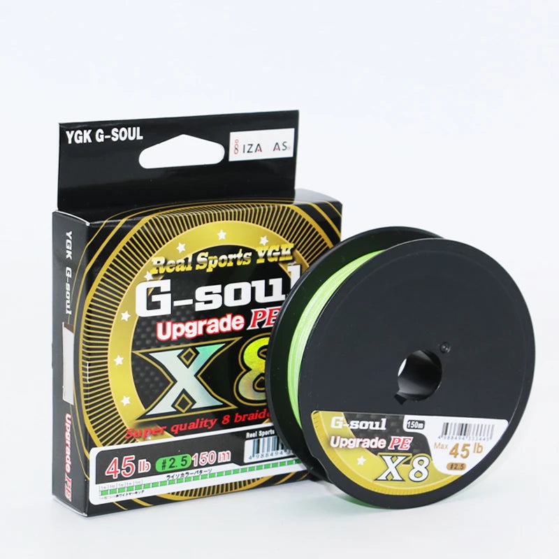 YGK PE G-SOUL X8 Braid Fishing Line – 8-Strand Multifilament | Super Strong | 150/200m | 14–60lb | Made in Japan - Cast And Catch